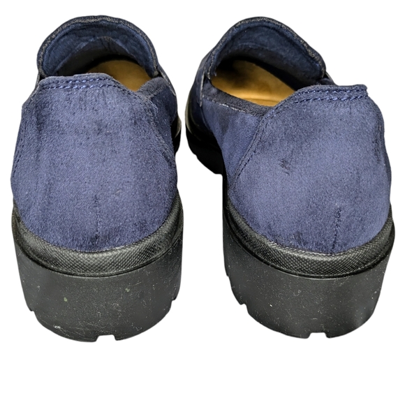 CLARKS FASHIONABLE ON TREND SUEDE CHUNKY NAVY BLUE LOAFERS WOMEN'S SZ 11 - Picture 5 of 9